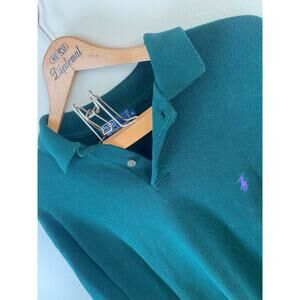 Vintage Polo by Ralph Lauren Cotton Pullover Sweater Mens XL Green Purple Pony